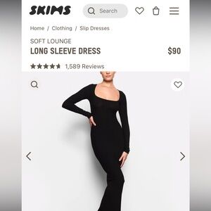 NWT SKIMS Black Lounge Body-con Dress